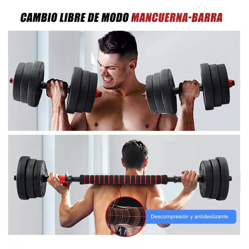 Mancuernas Pesas Barra Recta Ejercicio Kit Ajustables 20kg