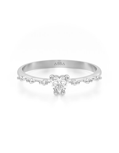 ANILLO DE PROMESA CON PIEDRA DALIA 10K ORO BLANCO ABBA JOYAS.