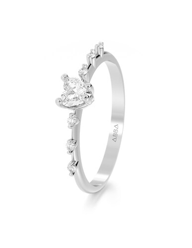 ANILLO DE PROMESA CON PIEDRA DALIA 10K ORO BLANCO ABBA JOYAS.