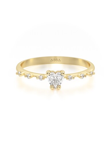 ANILLO DE PROMESA CON PIEDRA DALIA 14K ORO AMARILLO ABBA JOYAS.