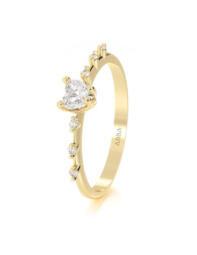 ANILLO DE PROMESA CON PIEDRA DALIA 14K ORO AMARILLO ABBA JOYAS.