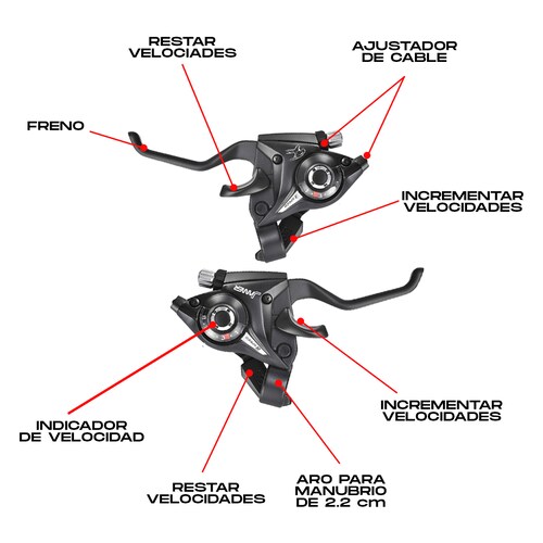 Mandos Bicicleta Dual Palanca Freno Y Cambios 24 Velocidades