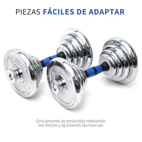 Kit De Mancuernas Pesas Con Barra Discos Ejercicio Gym 50kg