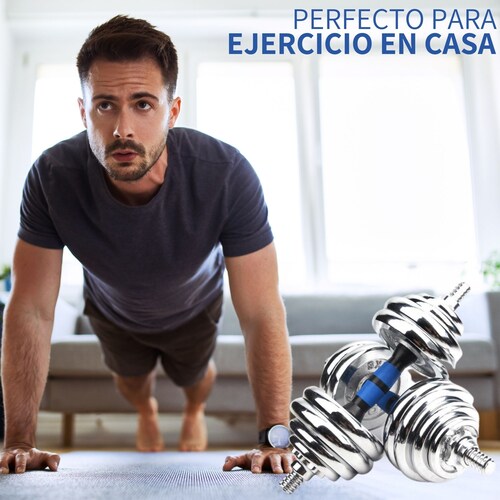 Kit De Mancuernas Pesas Con Barra Discos Ejercicio Gym 50kg