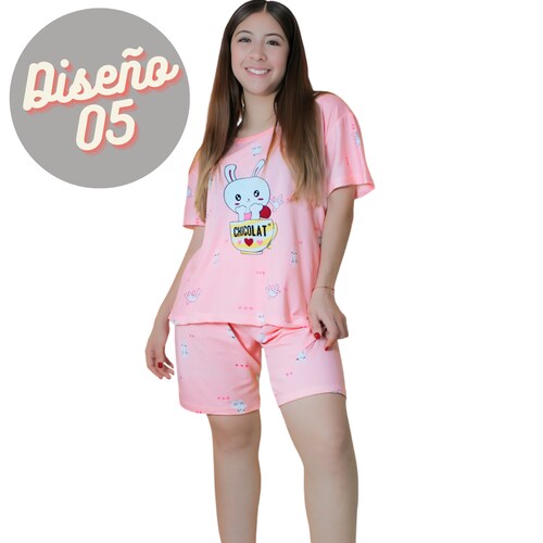 Pijama de Bata Para Dormir Dama Camisón y Short Mujer set de dos piezas
