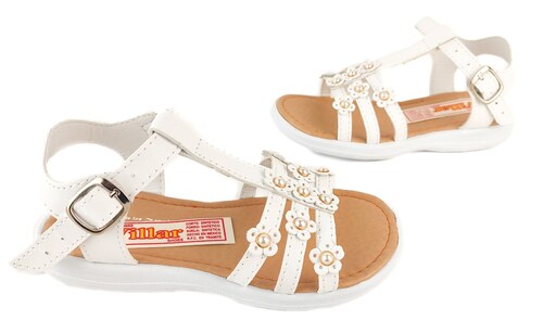 Sandalia Huarache Chancla Piel Niña Playa 12425-b  Blanco.