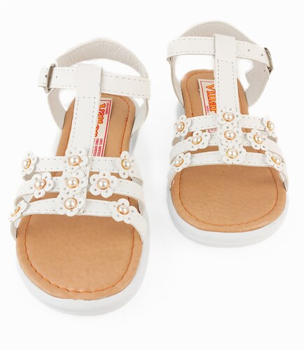 Sandalia Huarache Chancla Piel Niña Playa 12425-b  Blanco.
