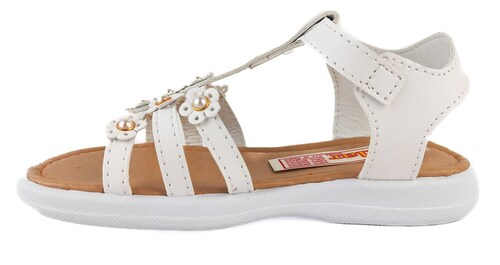 Sandalia Huarache Chancla Piel Niña Playa 12425-b  Blanco.