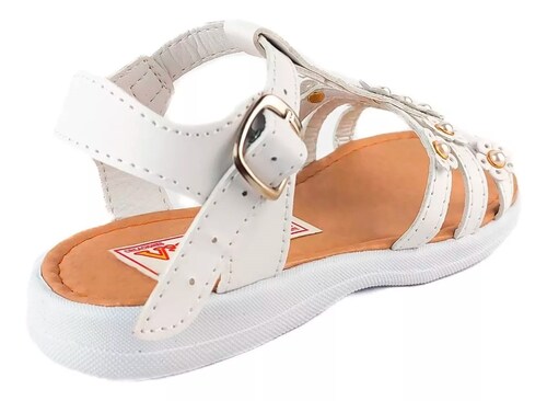 Sandalia Huarache Chancla Piel Niña Playa 12425-b  Blanco.