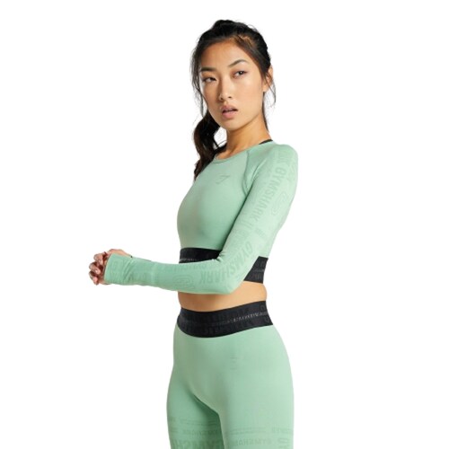 Crop Top De Manga Larga Sleeve Gymshark Verde