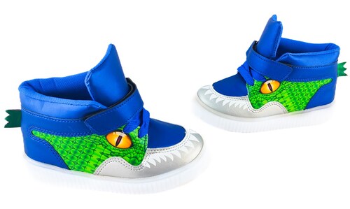 Tenis Bota Dinosaurio Rex Luces Leds Casual Niños 250-a Azul
