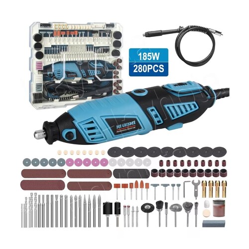 Mini Taladro Mototool Electrico Con 280 Accesorio Kit 185w Azul