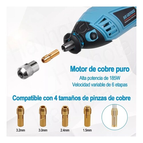 Mini Taladro Mototool Electrico Con 280 Accesorio Kit 185w Azul