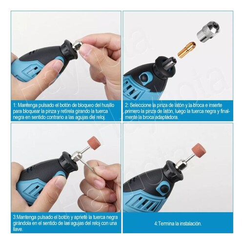 Mini Taladro Mototool Electrico Con 280 Accesorio Kit 185w Azul