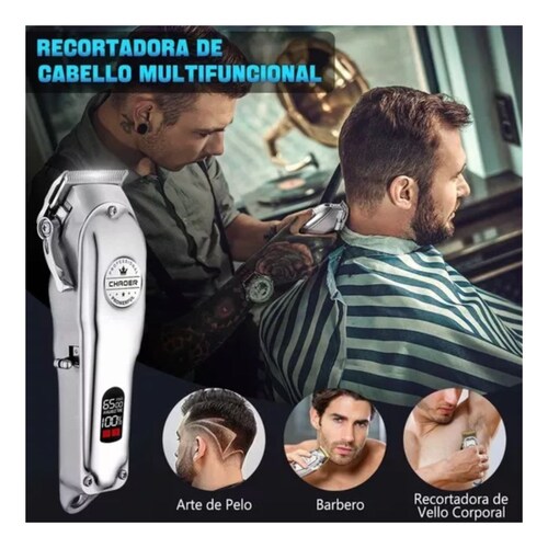 Kit De Cortadora De Pelo Máquina Para Cortar Cabello Plata