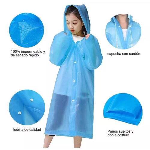 Impermeable Portátil Para Exteriores Para Niños, 2 Unidades.