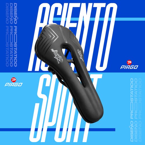 Asiento Deportivo Prostático Para Bicicleta Negro Con Broche