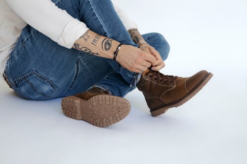Botín En Cuero Vacuno Genuino Casual Estilo Outdoor Urbano Para Hombre.