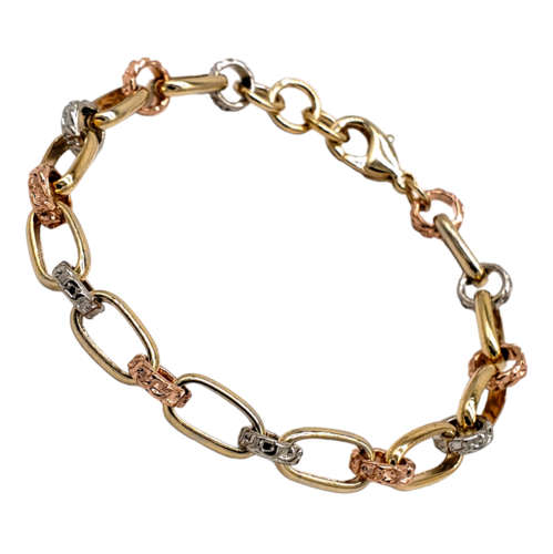Pulsera en chapa de oro florentino eslabon oval.