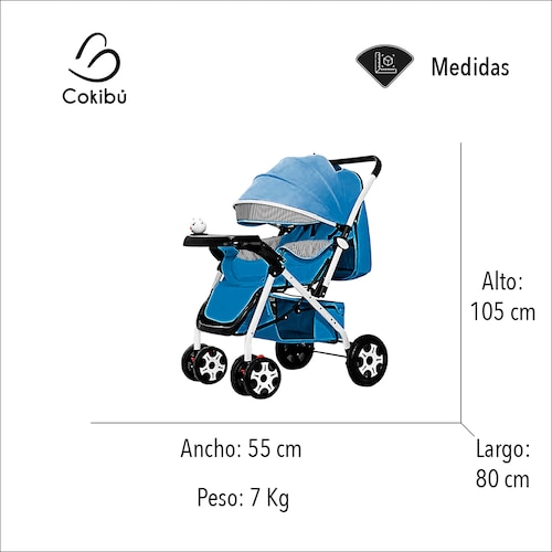 CARRIOLA DE BEBÉ PLEGABLE AZUL.