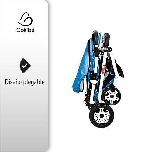 CARRIOLA DE BEBÉ PLEGABLE AZUL.
