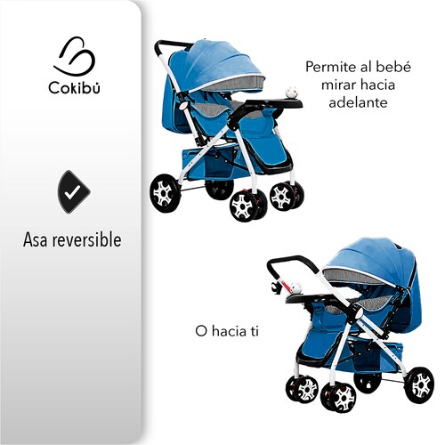 CARRIOLA DE BEBÉ PLEGABLE AZUL.