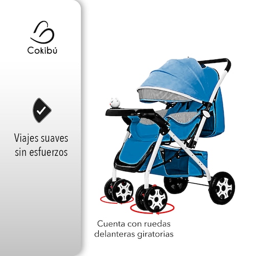 CARRIOLA DE BEBÉ PLEGABLE AZUL.