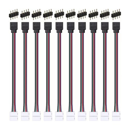 20 Pzs Conector Broche Con Cable 4 Pines Macho Tiras Led Rgb