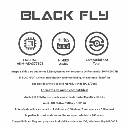 DAC  Amplificador Portatil Aliencraft BLACKFLY BLACK