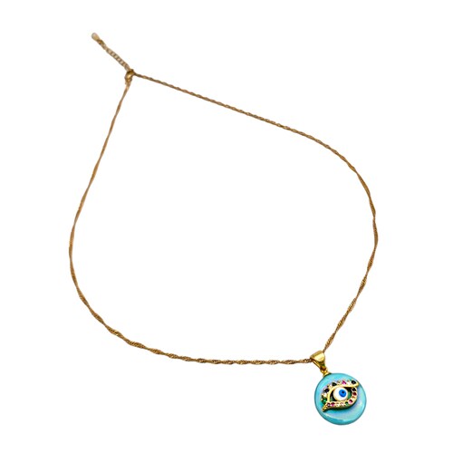 Collar en chapa de oro dije ojo turco.