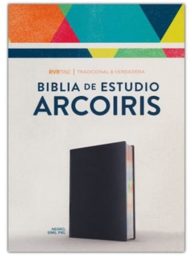Biblia De Estudio Arcoíris RVR 1960, Negro Símil Piel