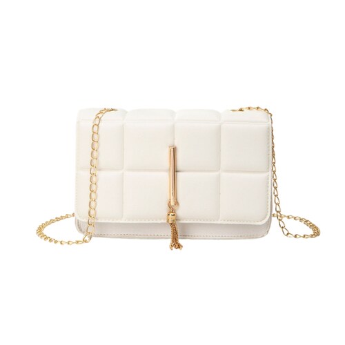 Bolsa Crossbody Mujer Dama Elegante De Moda Cuadros Y Cadena