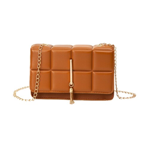 Bolsa Crossbody Mujer Dama Elegante De Moda Cuadros Y Cadena