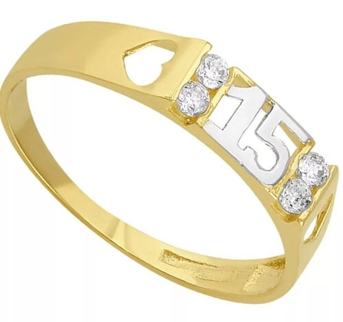 Anillo Plano XV Años Oro 10 K + Obsequio