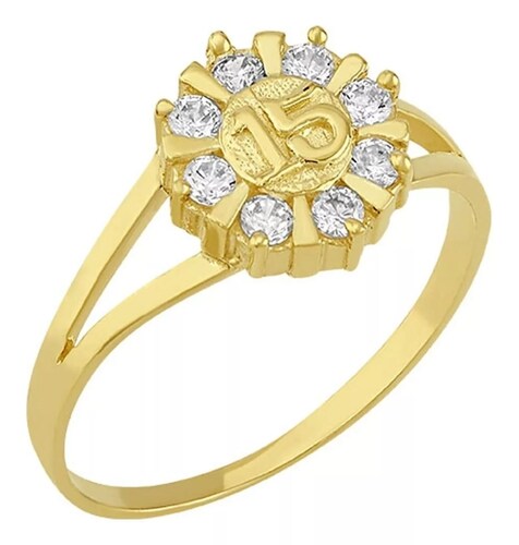 Anillo Roseta De Xv Años En Oro De 10 K + Obsequio + Envio
