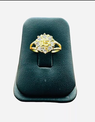 Anillo Roseta De Xv Años En Oro De 10 K + Obsequio + Envio