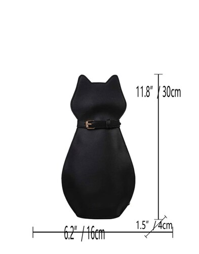 Bolso Bandolera Mini Bolso Hombro Diseño Gato Negro 30x4 Cm.