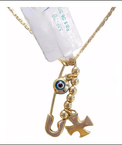 Kit Cadena + Dije Prendedor Bautizo Ojito Oro 10 K. + Regalo