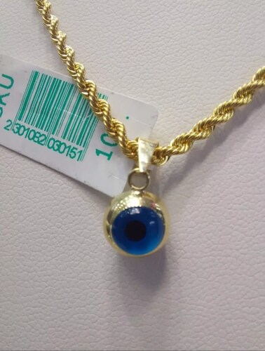 Cadena + Dije Ojo Turco Azul Oro 10 K. + Obsequio