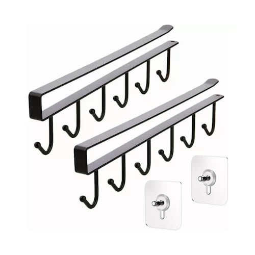 4 Packs Organizador Gancho Colgar Tazas Utensilio De Cocina Negro