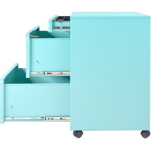 Archivero Metalico Con Ruedas 2 Gabinetes + 1 Cajon Papelero Verde