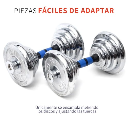 Set Kit Pesas Mancuernas Discos 20kg Estuche Portátil Color Plata :  : Deportes y Aire Libre