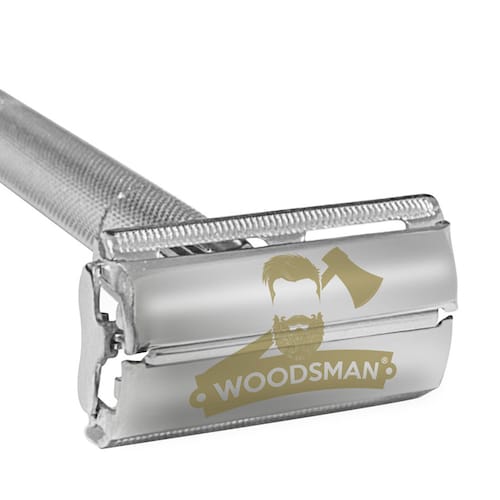 Woodsman Rastrillo de rasurar, Rastrillo de Seguridad Mariposa Woodsman de Acero Inoxidable para Navajas Desechables 