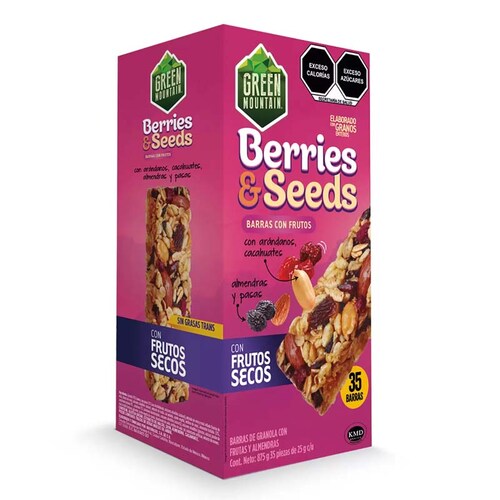 Green Mountain Barras con Frutos Secos y Almendras 35 pzas de 25 g