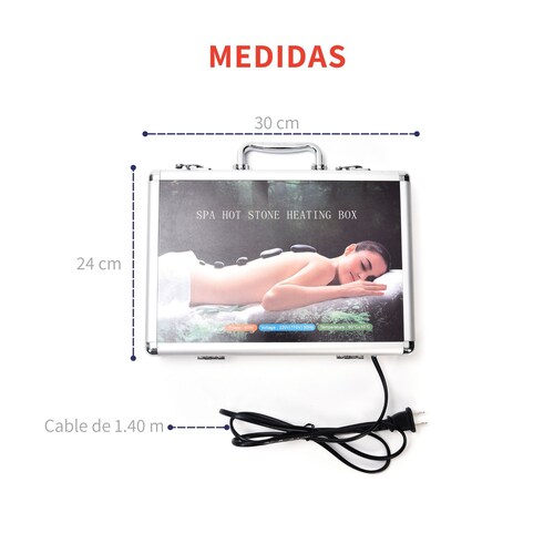 Kit de Piedras Calientes 16 Piezas Maletín Electrico Spa