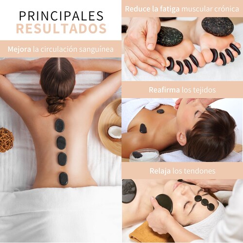 Kit de Piedras Calientes 16 Piezas Maletín Electrico Spa