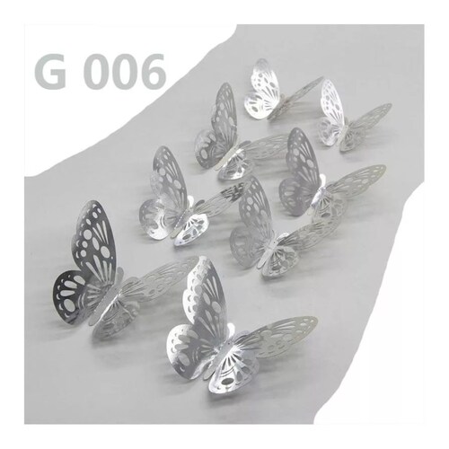 Decoracion Mariposas,3d Pared Colore Metalicos Hueco Plateado