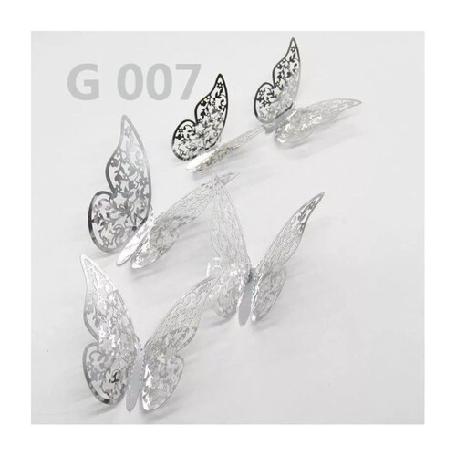 Decoracion Mariposas,3d Pared Colore Metalicos Hueco Plateado