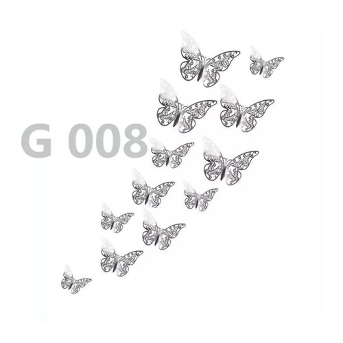 Decoracion Mariposas,3d Pared Colore Metalicos Hueco Plateado