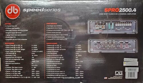 Amplificador Db Drive Spro2500.4 De 4 Canales Gran Calidad